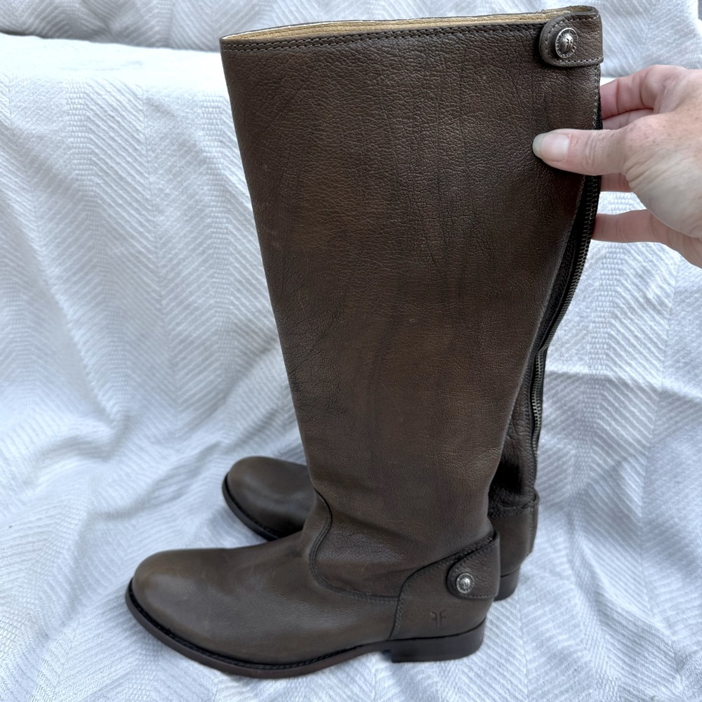 Frye women’s Melissa back zip button leather boots